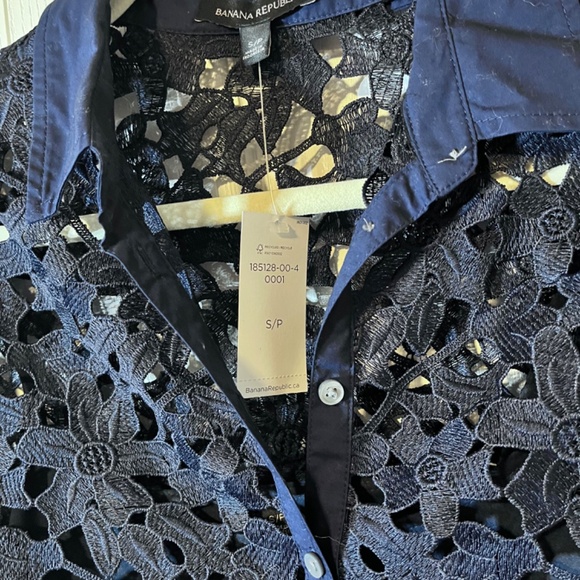 Banana Republic Lace Button-Front Blouse - Navy (NWT) - Picture 6 of 6